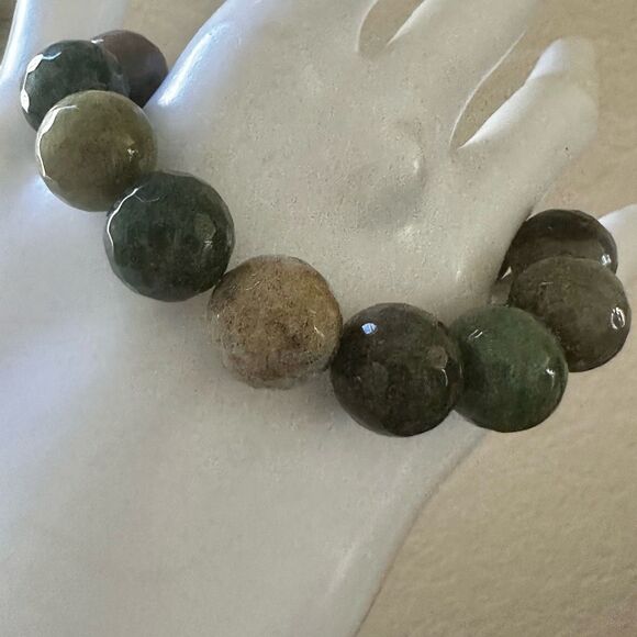 Ocean Jasper cross charm bracelet - Picture 3 of 7